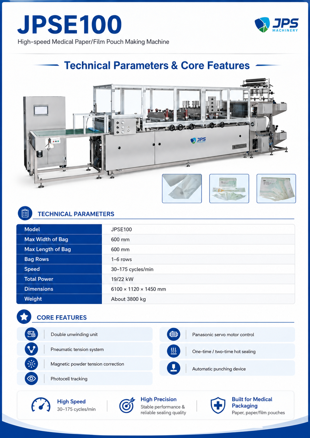 JPSE100_High-speed-Medical-Paper-film-Pouch-Making-Machine detail 3