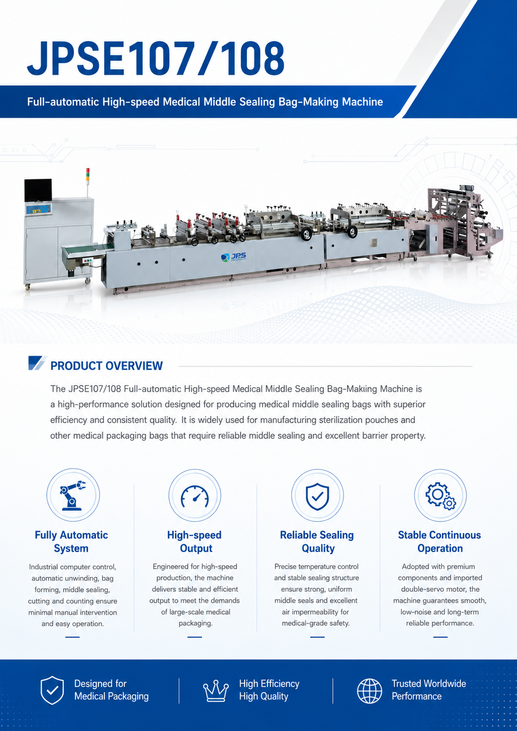 JPSE107-108_Full-automatic-High-speed-Medical-Middle-Sealing-Bag-Making-Machine detail 2