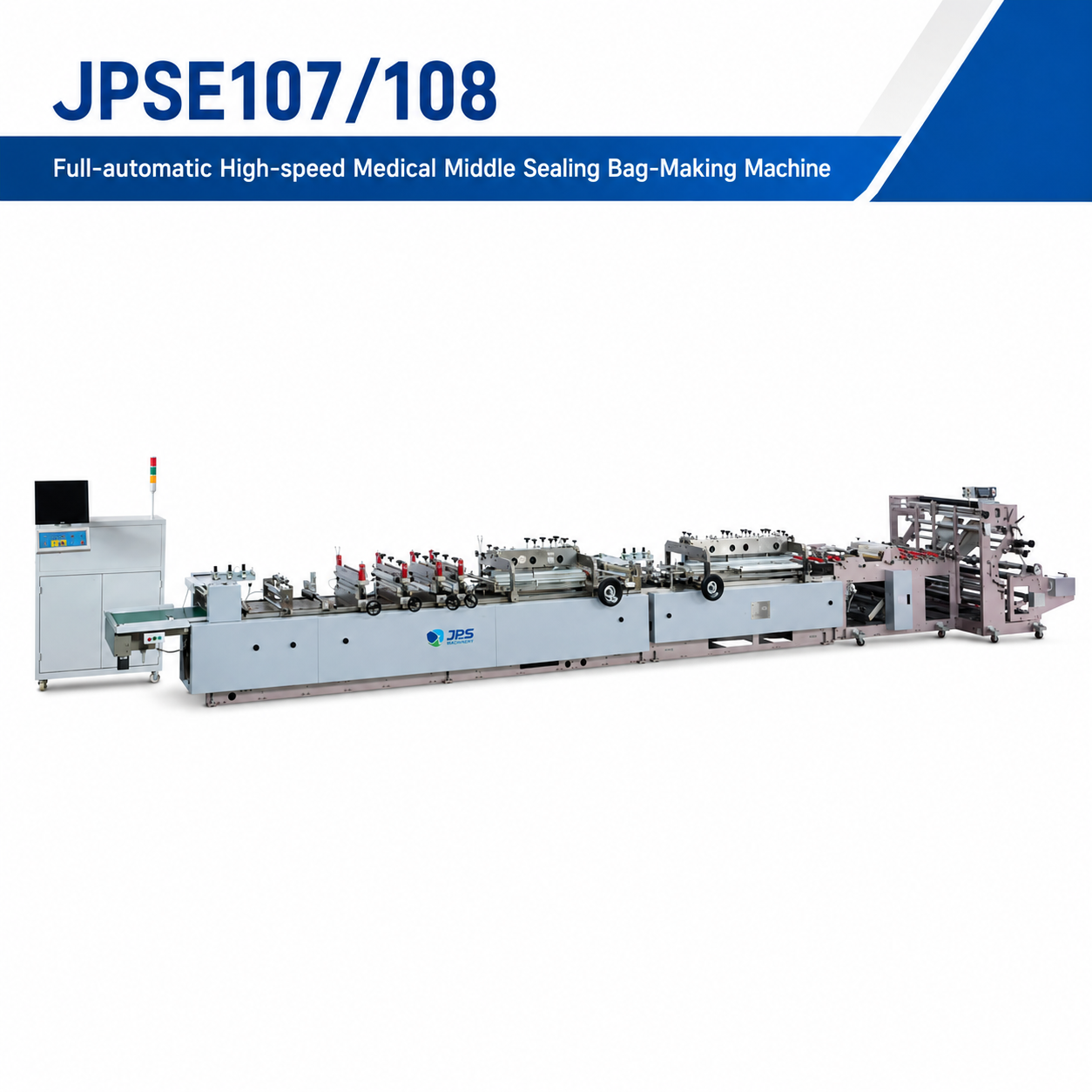 JPSE107-108_Full-automatic-High-speed-Medical-Middle-Sealing-Bag-Making-Machine