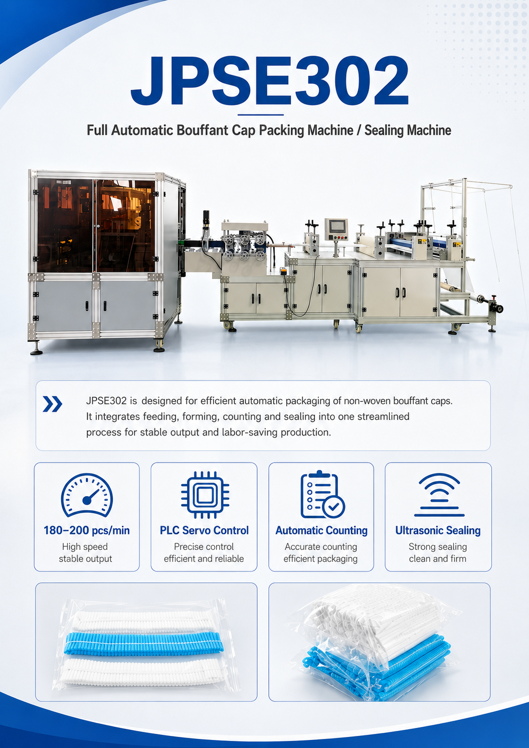 JPSE302_Full-Automatic-Bouffant-Cap-Packing-Sealing-Machine detail 2