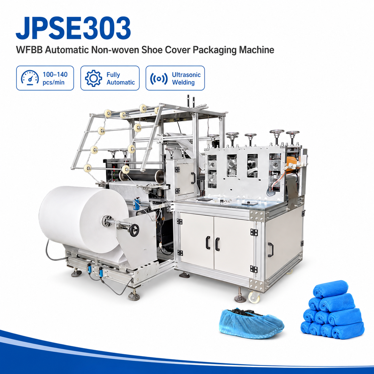 JPSE303_WFBB-Automatic-Non-woven-Shoe-Cover-Packaging-Machine
