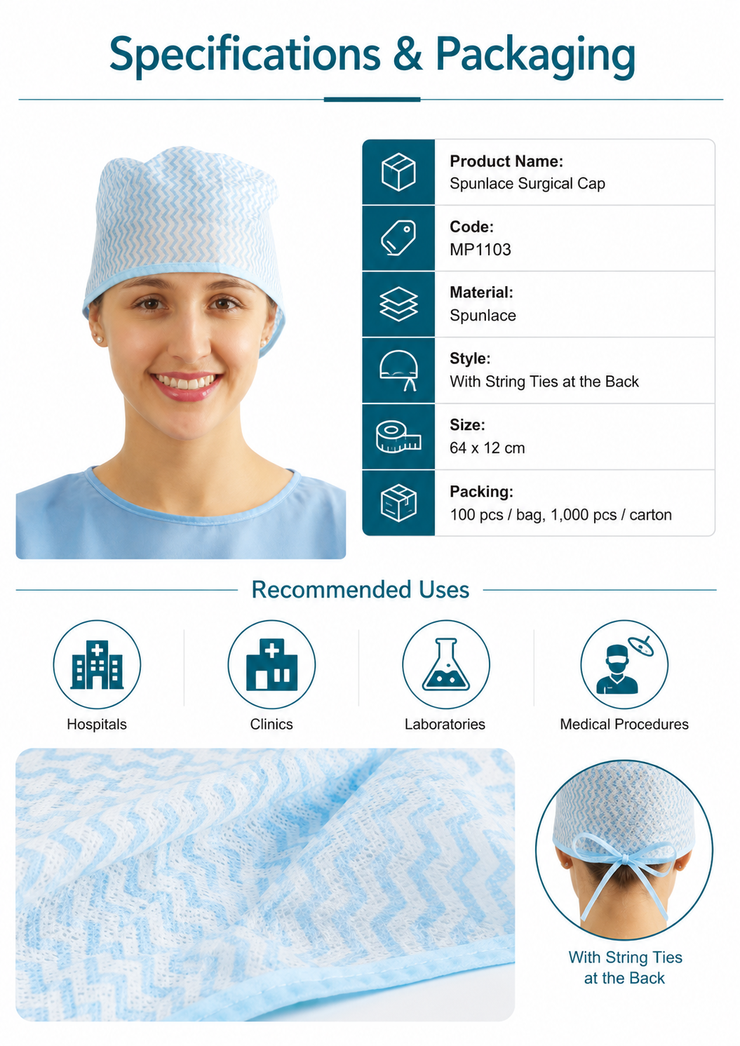 Spunlace Surgical Cap_MP1103 detail 3
